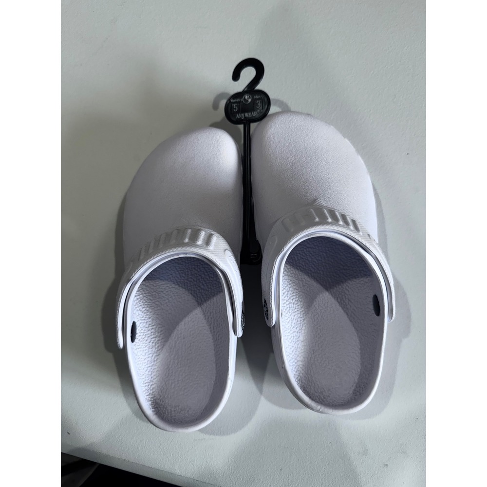 Anywear Zone White Nursing Clogs Slip Resistant Professional Shoes Women 5 Men 3